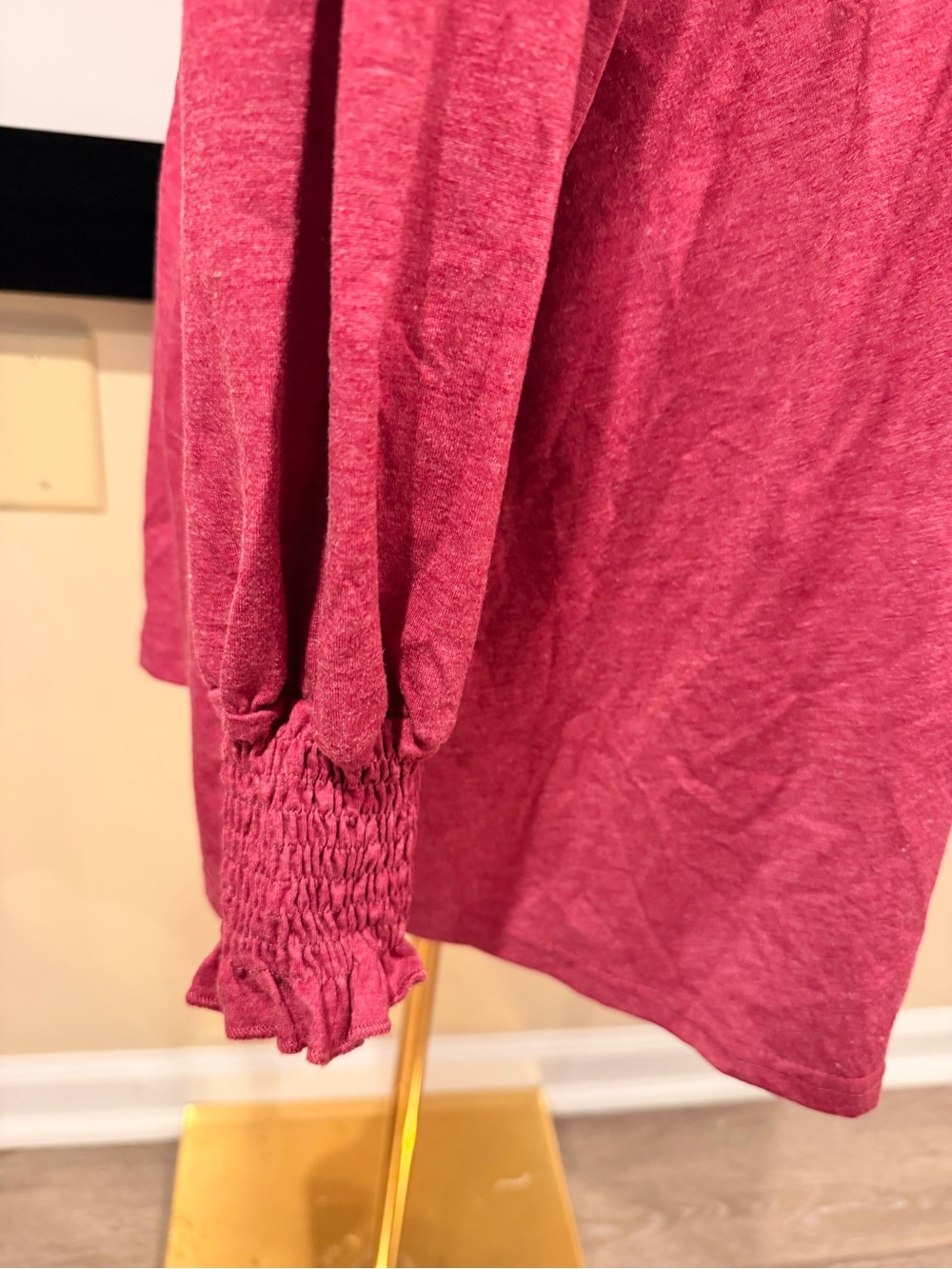 V-Neck Long Sleeve Babydoll Top - Deep Berry NWOT - Picture 6 of 7